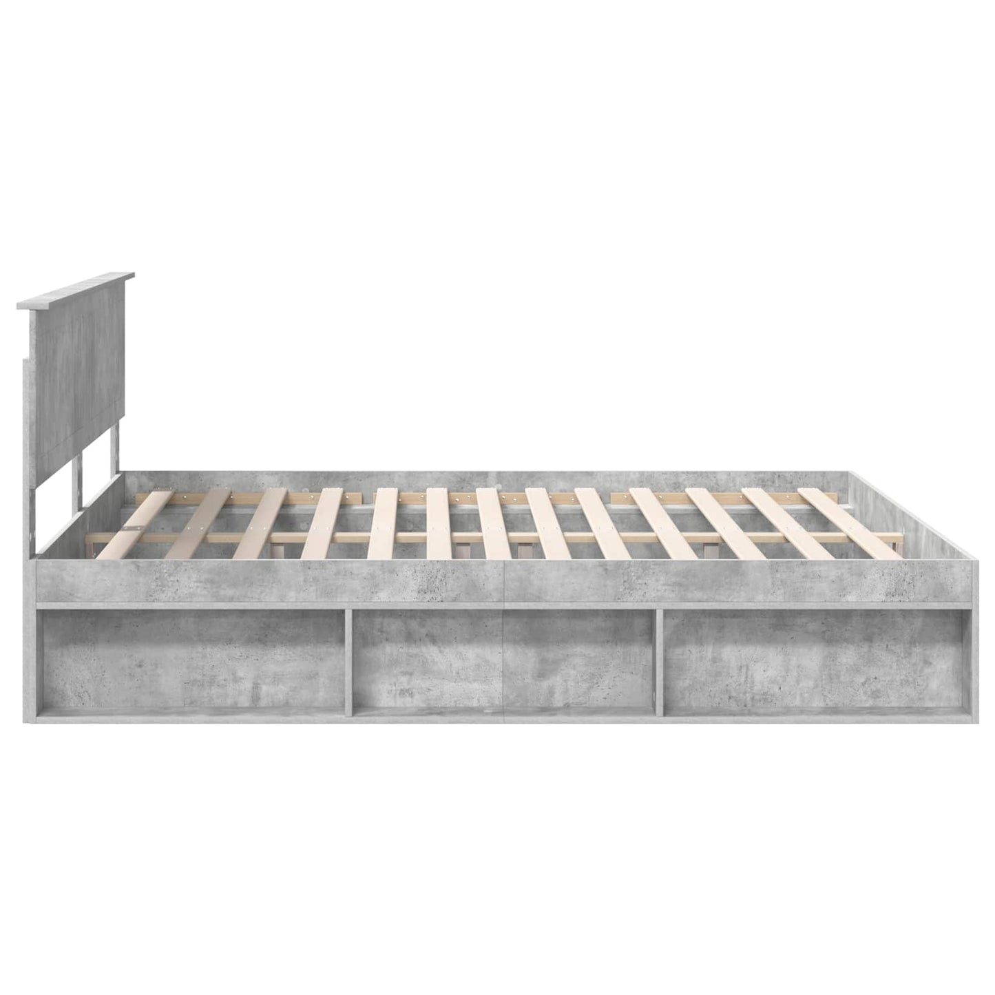 Bettrahmen mit Kopfteil Beton 180 x 200 cm Massives Kiefernholz