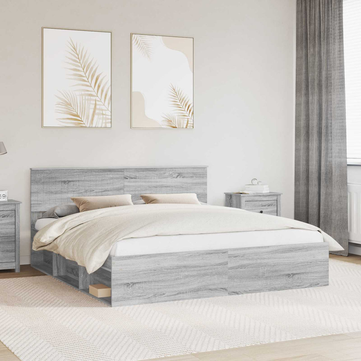 Bettrahmen Sonoma-Grau 180 x 200 cm Massives Kiefernholz