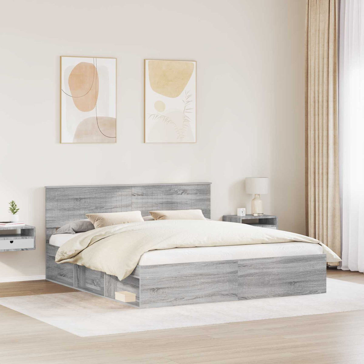 Bettrahmen Sonoma-Grau 180 x 200 cm Massives Kiefernholz