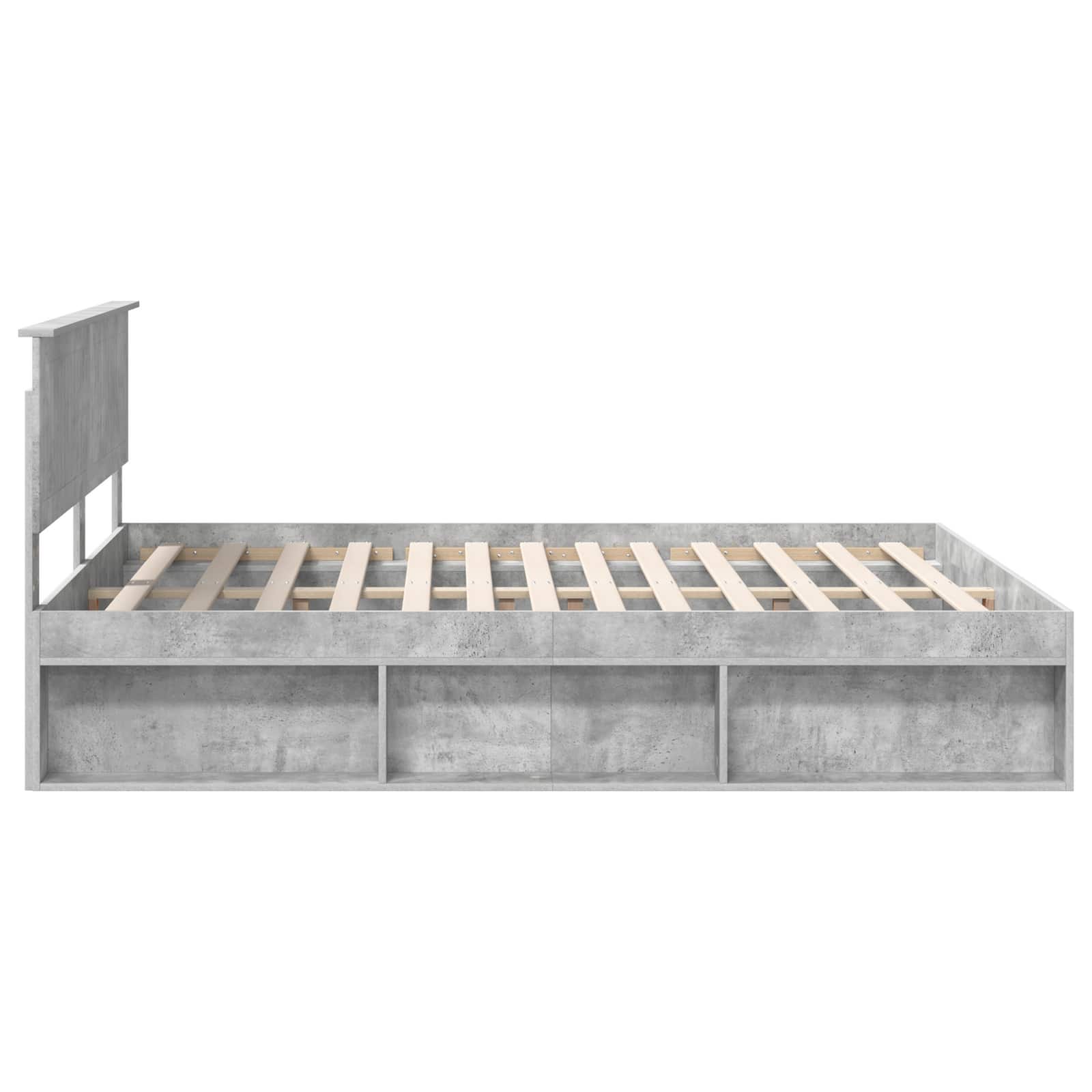 Bettrahmen mit Kopfteil Beton 160 x 200 cm Massives Kiefernholz