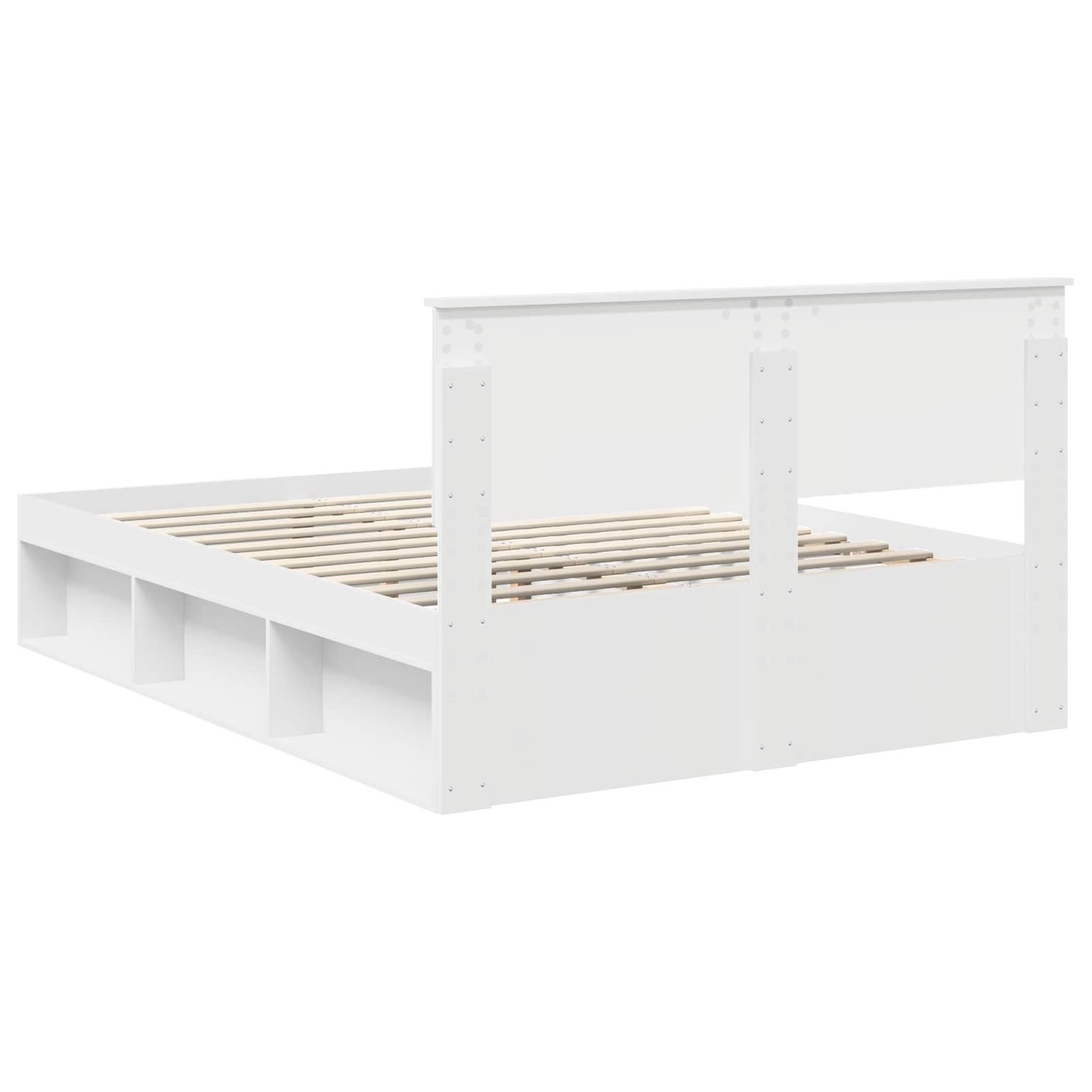 Bettrahmen mit Kopfteil Weiß 140 x 200 cm Massives Kiefernholz