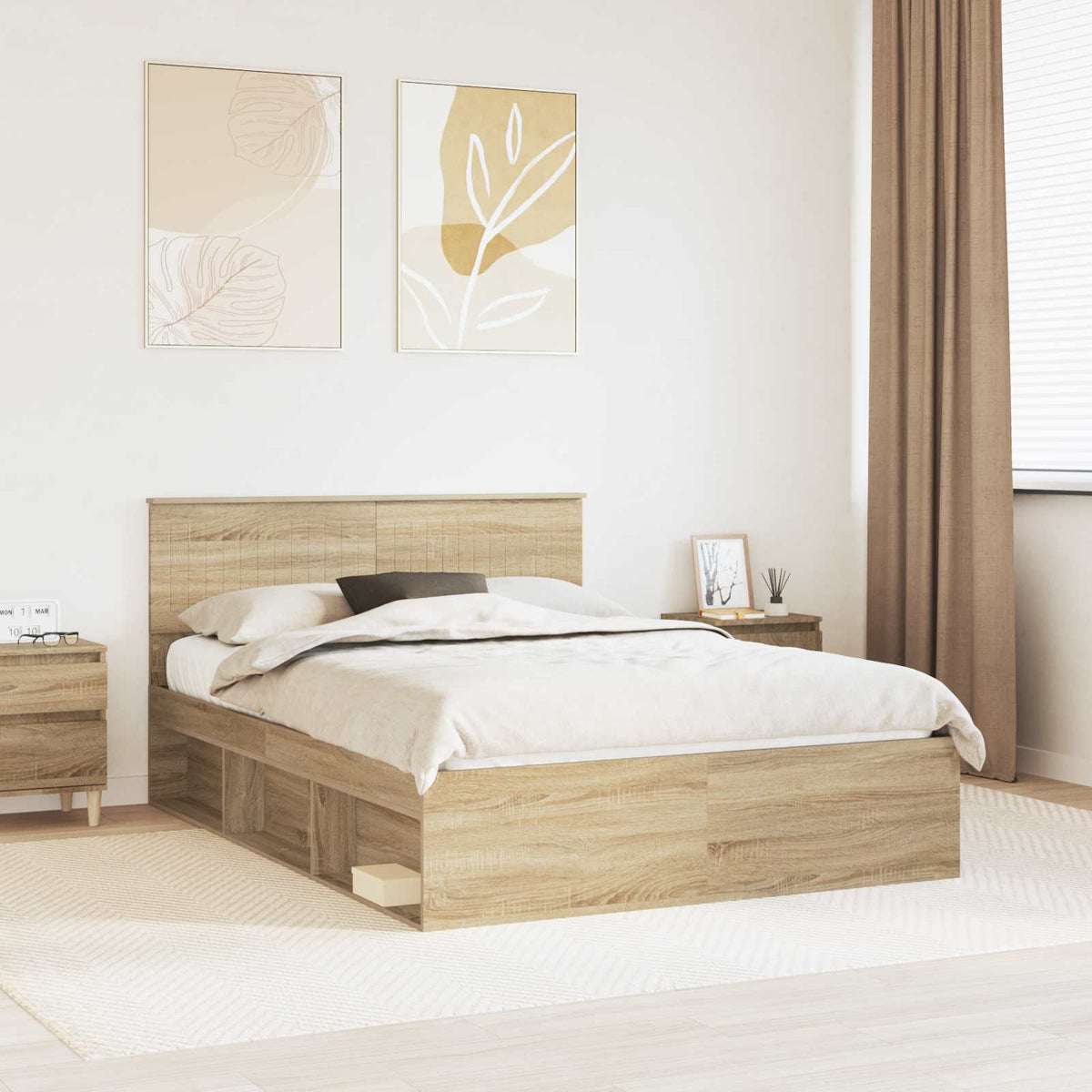 Bettrahmen Sonoma-Eiche 140 x 200 cm Massives Kiefernholz