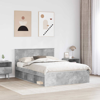 Bettrahmen Beton 140 x 200 cm Massives Kiefernholz