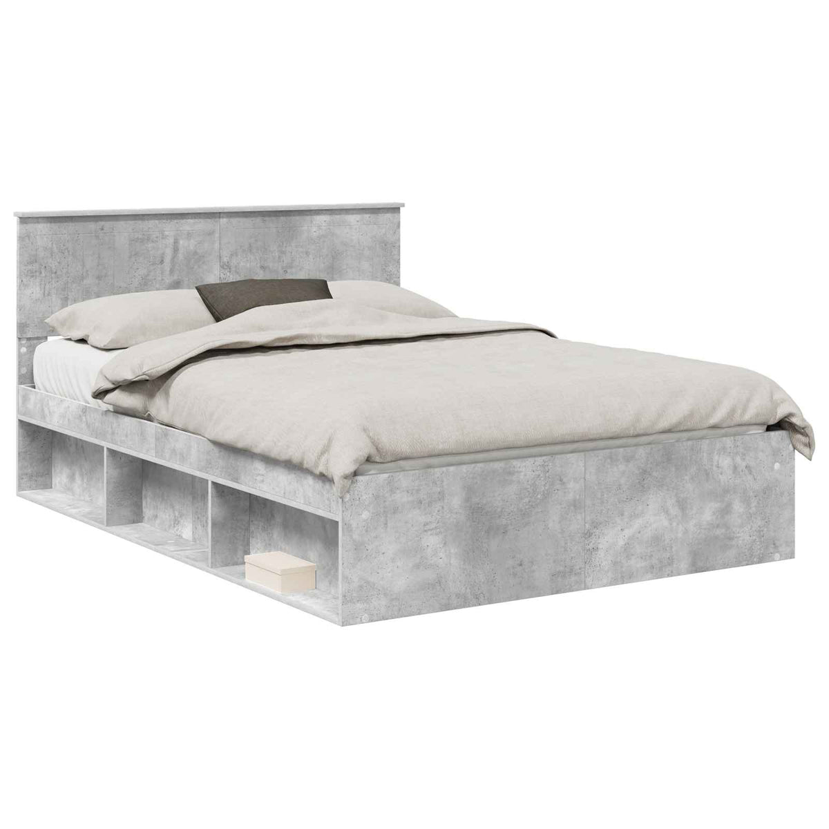 Bettrahmen Beton 140 x 200 cm Massives Kiefernholz