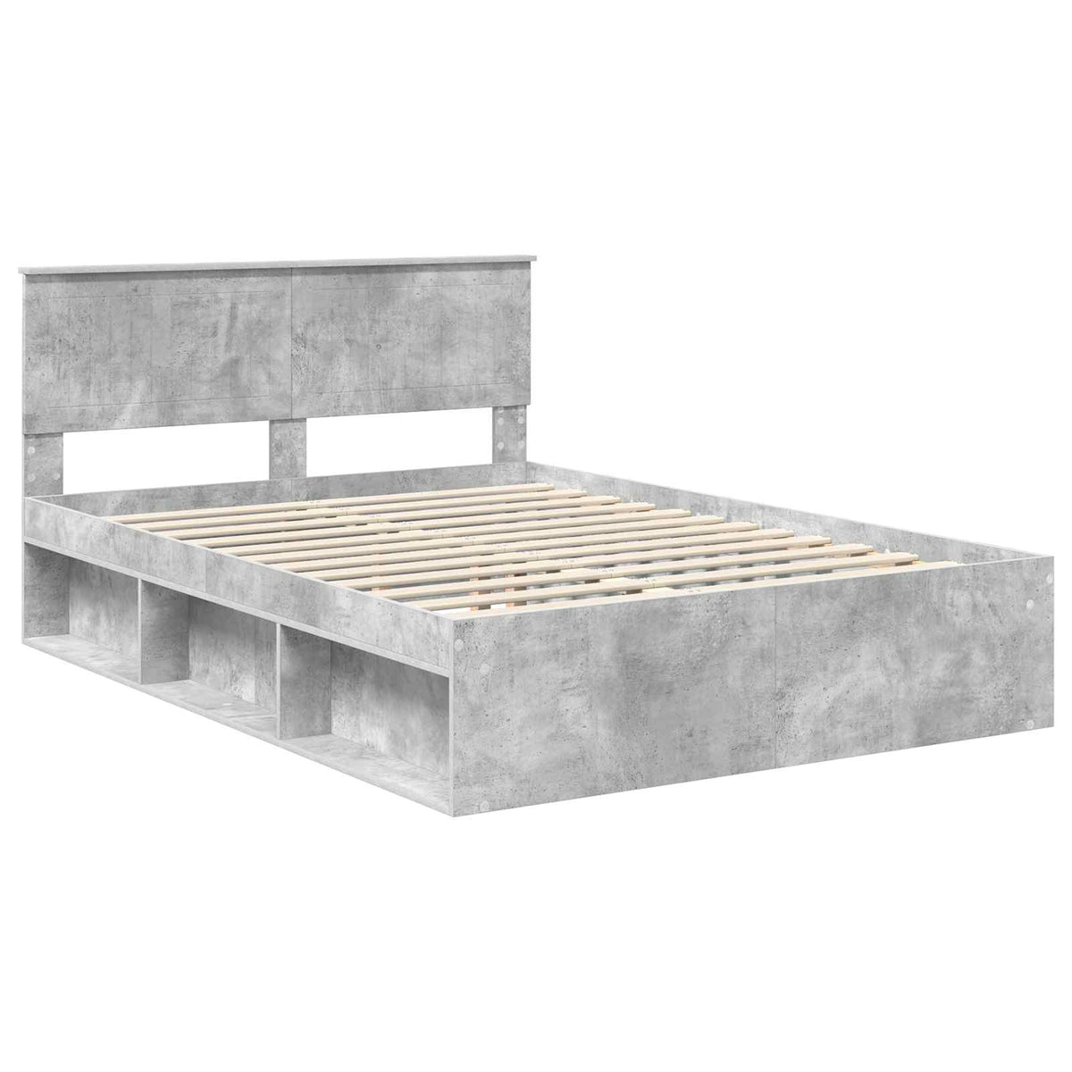 Bettrahmen Beton 140 x 200 cm Massives Kiefernholz