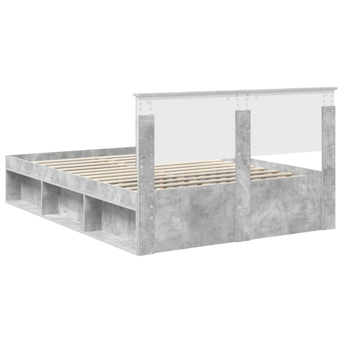 Bettrahmen Beton 140 x 200 cm Massives Kiefernholz