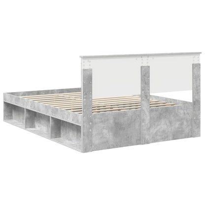 Bettrahmen Beton 140 x 200 cm Massives Kiefernholz