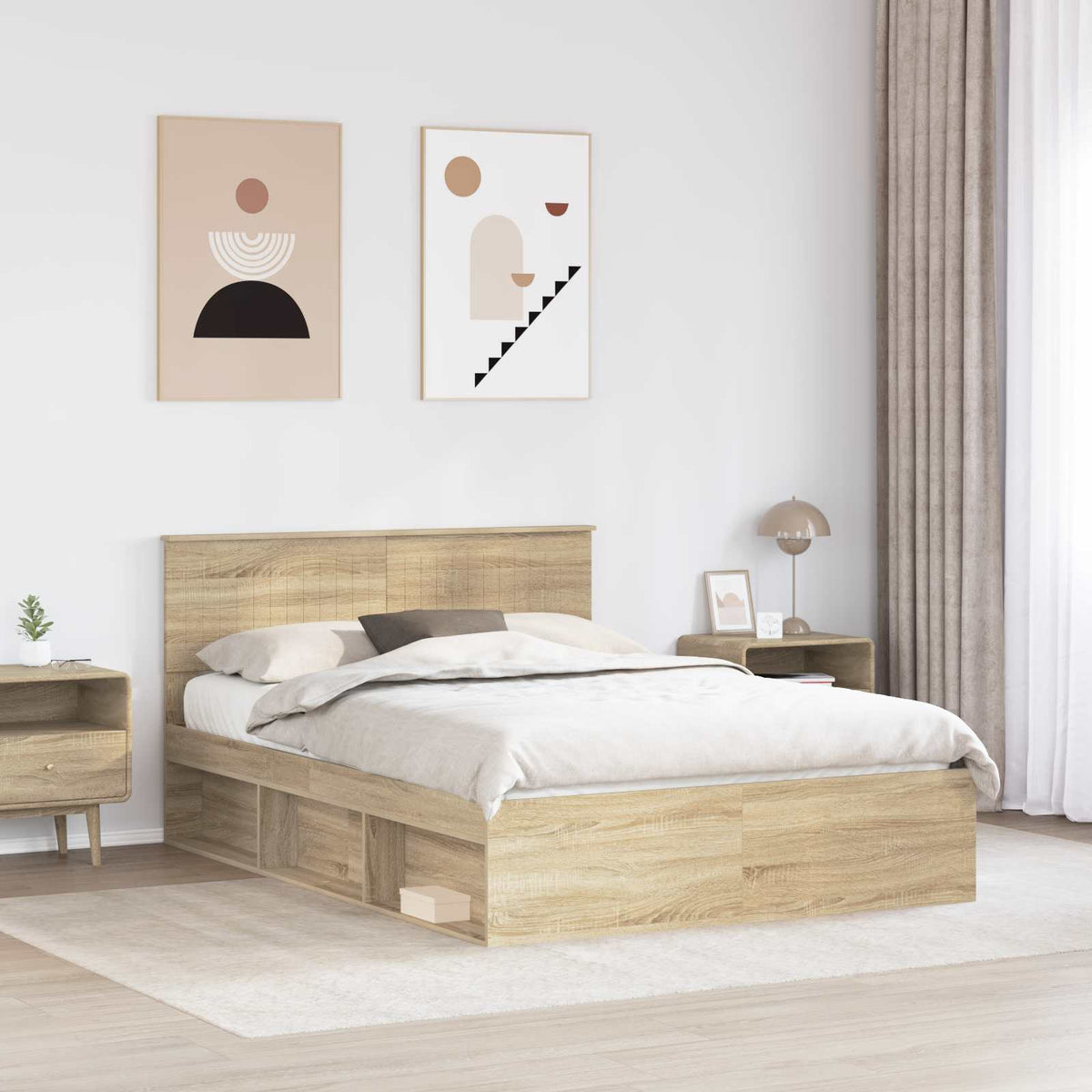 Bettrahmen Sonoma-Eiche 140 x 190 cm Massives Kiefernholz