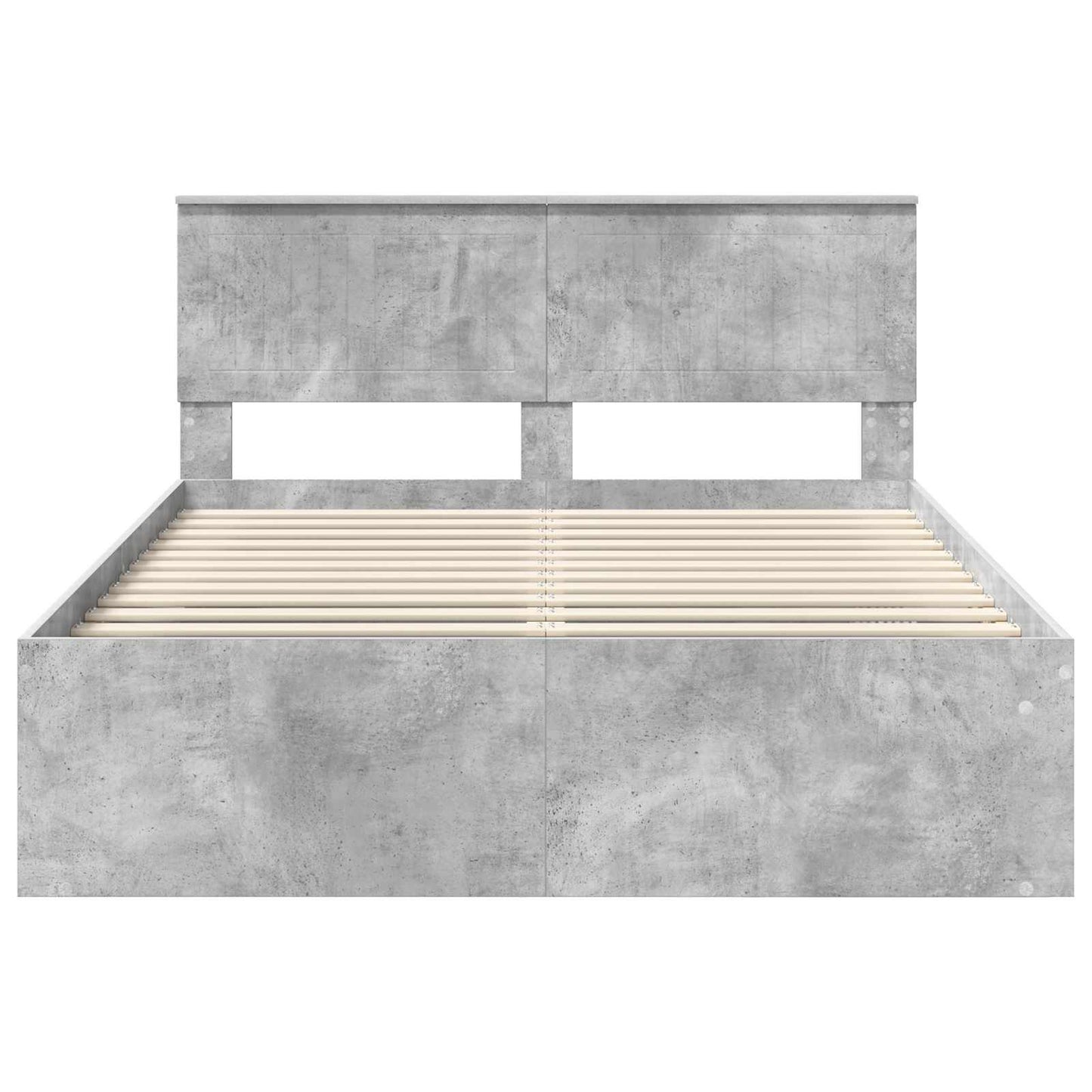 Bettrahmen mit Kopfteil Beton 140 x 190 cm Massives Kiefernholz