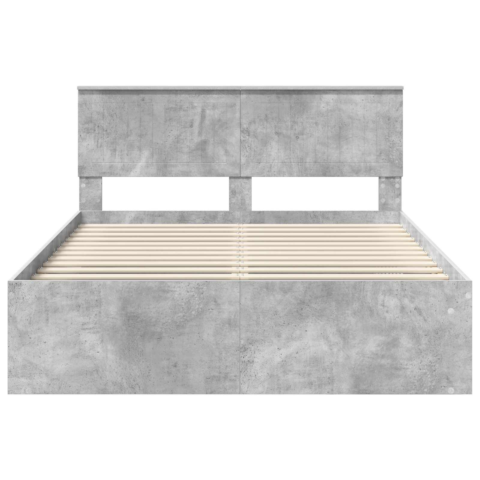 Bettrahmen mit Kopfteil Beton 140 x 190 cm Massives Kiefernholz