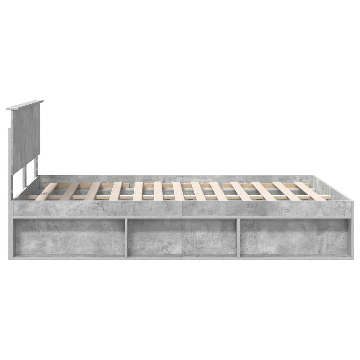 Bettrahmen mit Kopfteil Beton 140 x 190 cm Massives Kiefernholz