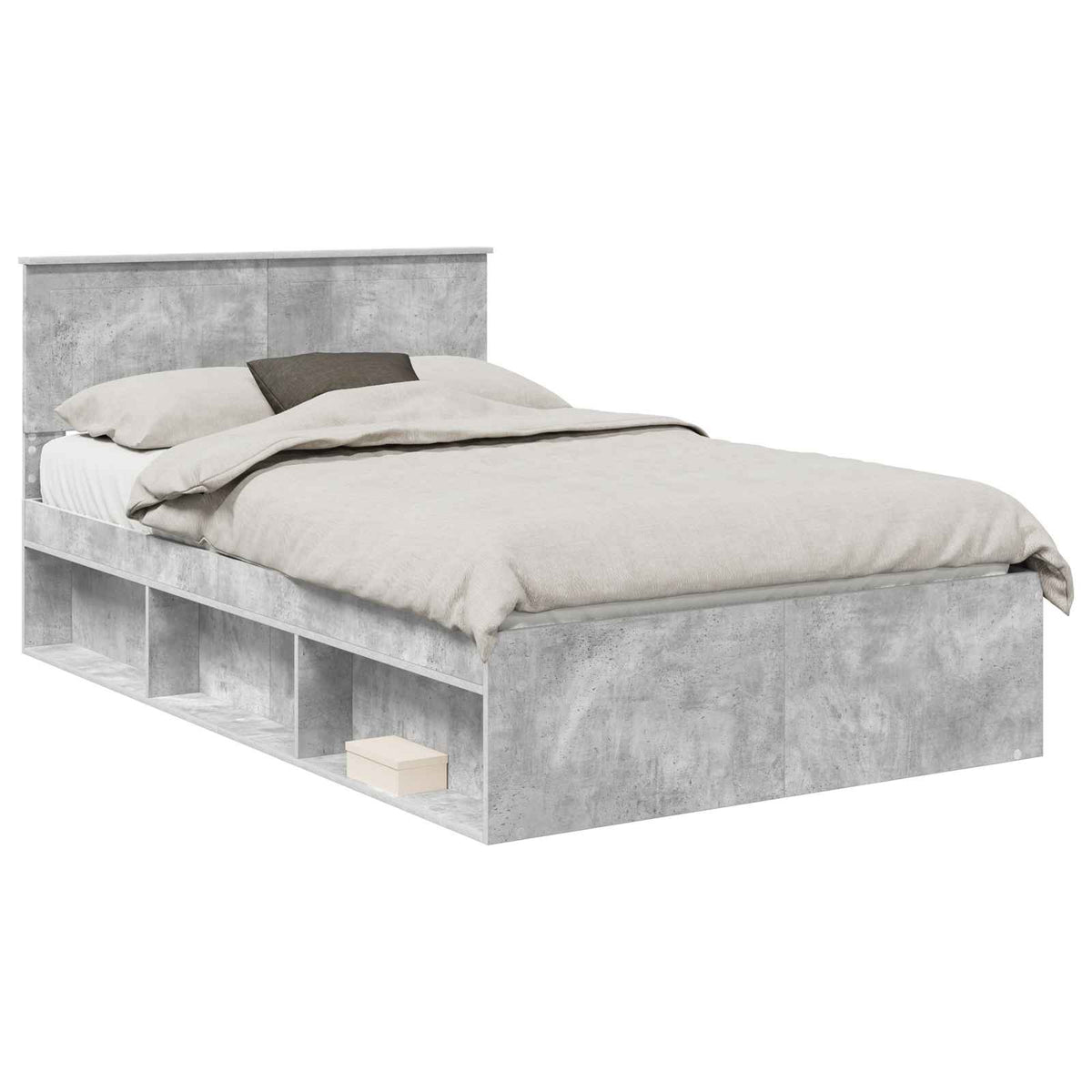 Bettrahmen Beton 120 x 200 cm Massives Kiefernholz