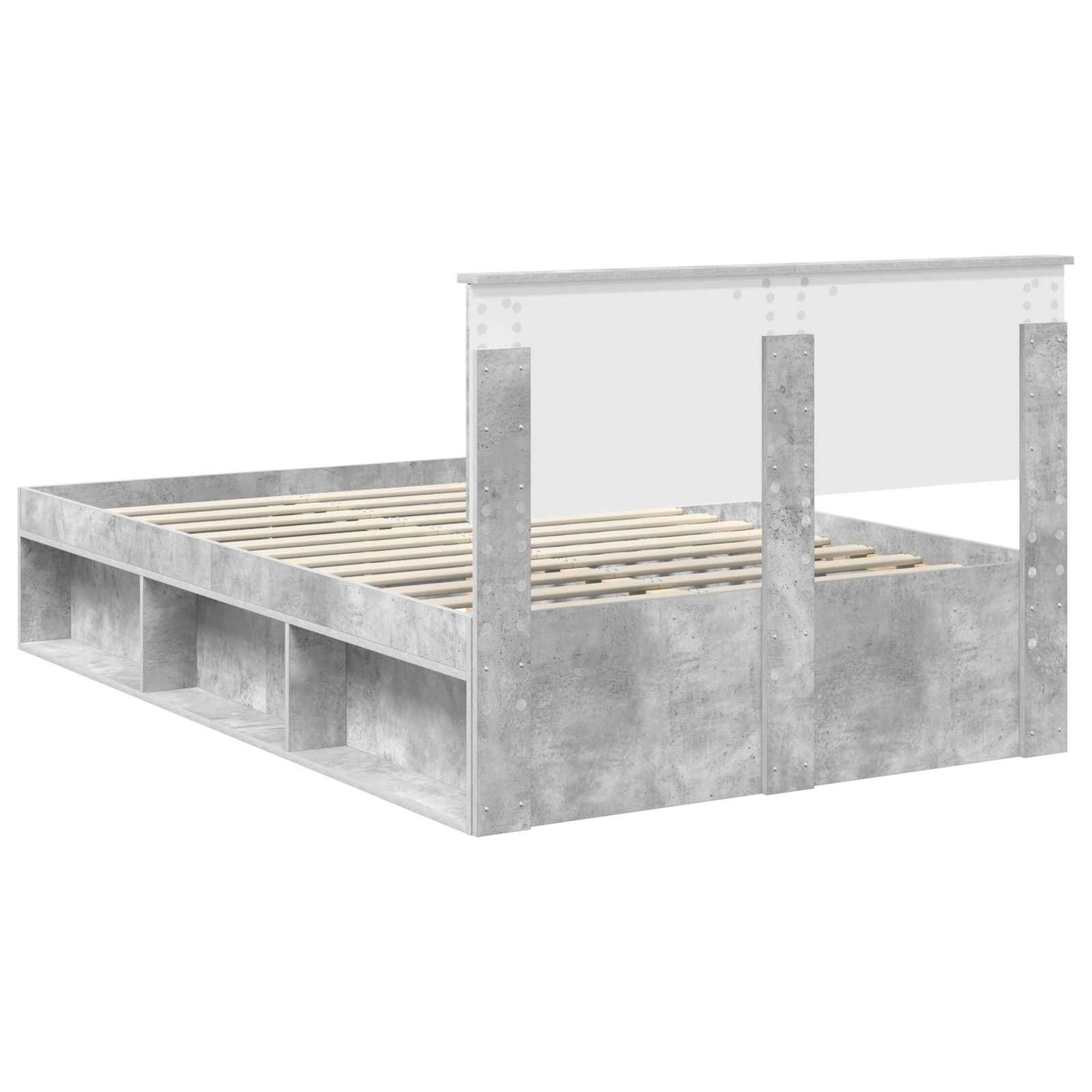 Bettrahmen mit Kopfteil Beton 120 x 200 cm Massives Kiefernholz