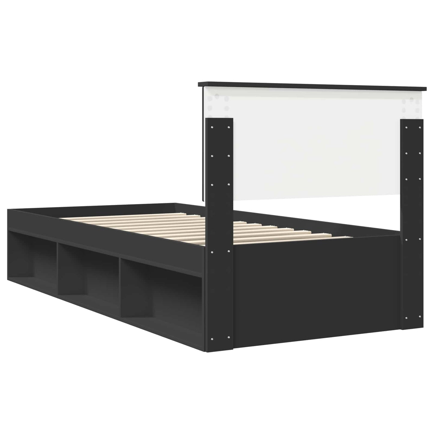 Bettrahmen Schwarz 90 x 200 cm Massives Kiefernholz