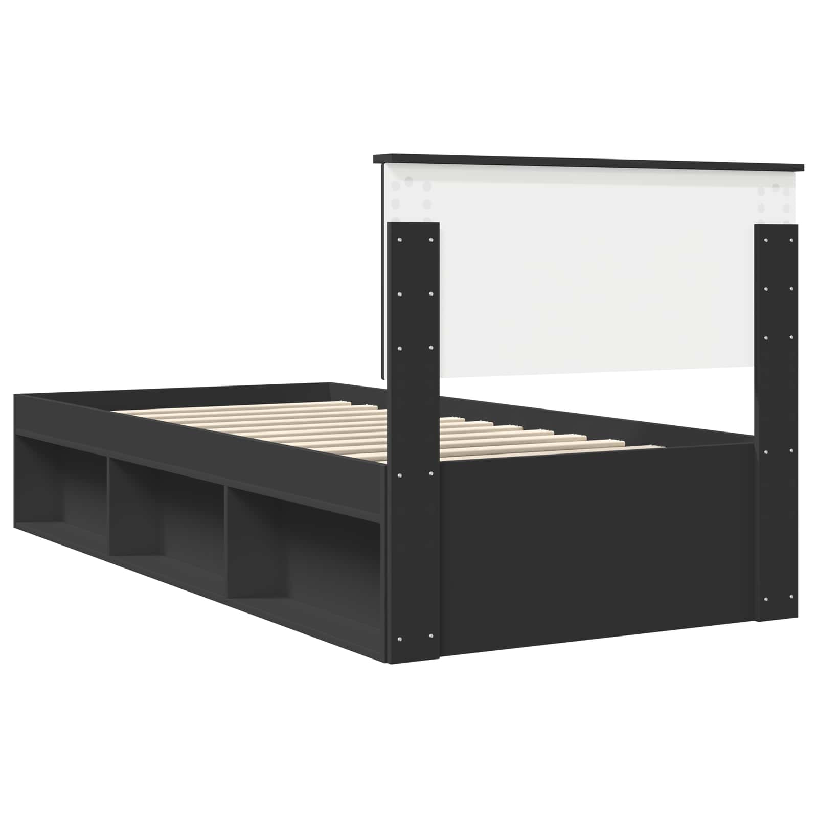 Bettrahmen Schwarz 90 x 190 cm Massives Kiefernholz