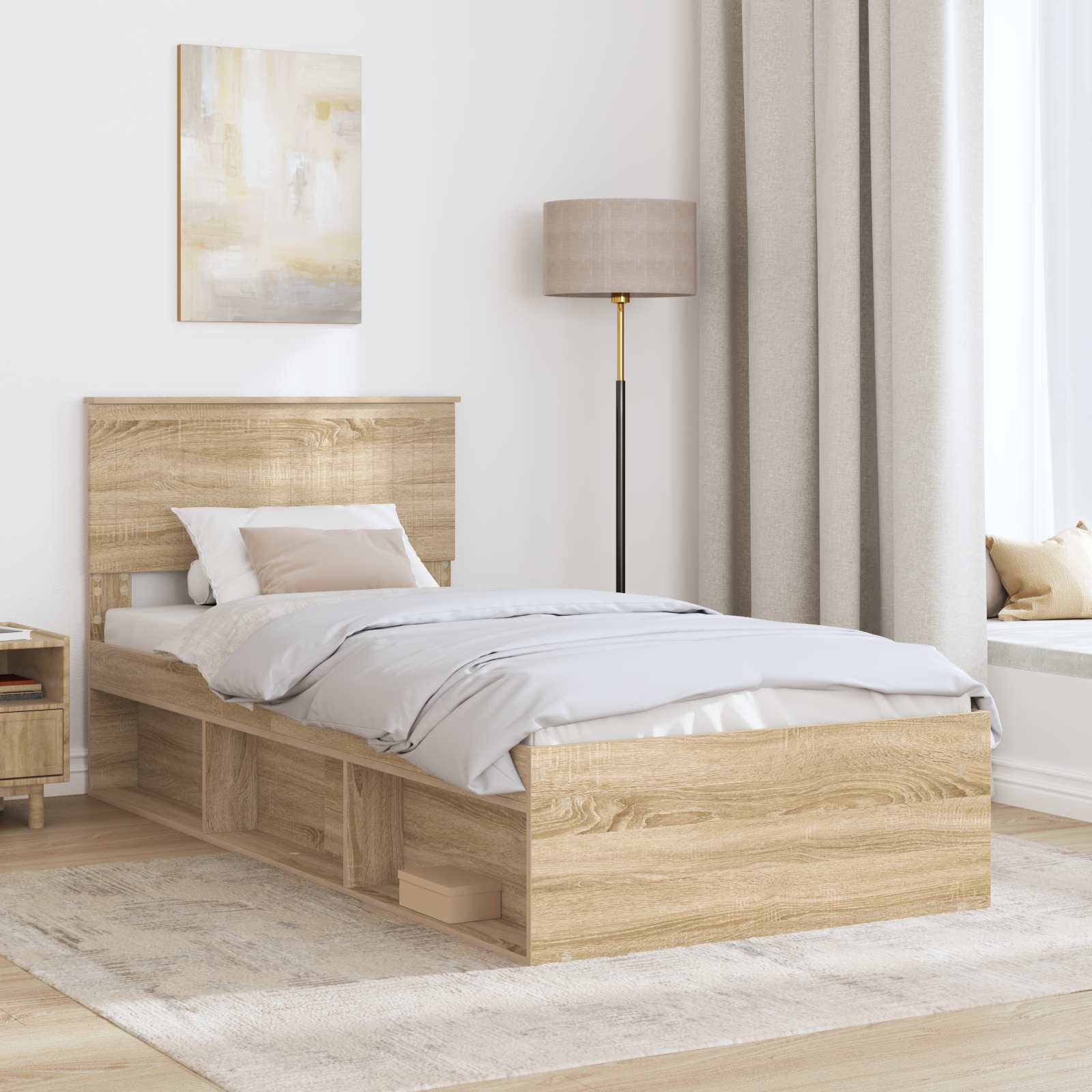 Bettrahmen mit Kopfteil Sonoma 90 x 190 cm Massives Kiefernholz
