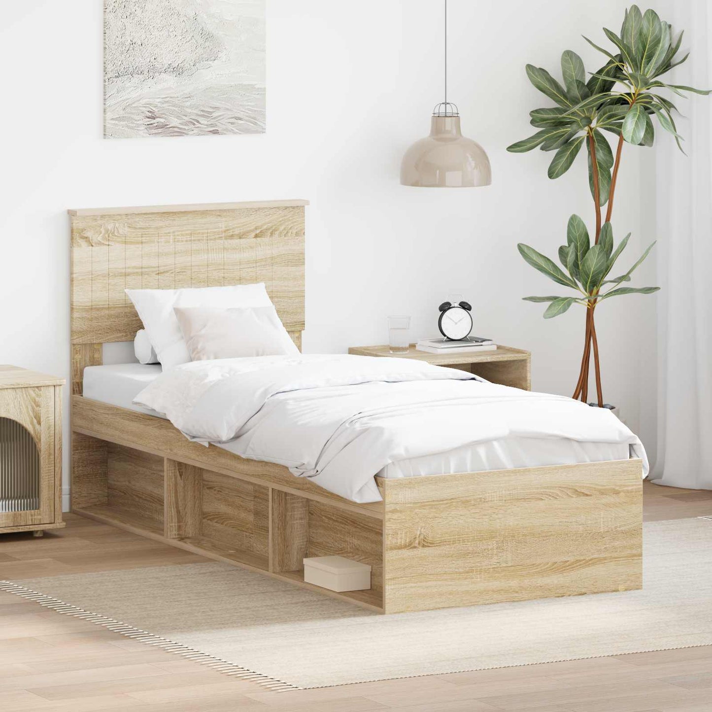 Bettrahmen Sonoma-Eiche 75 x 190 cm Massives Kiefernholz