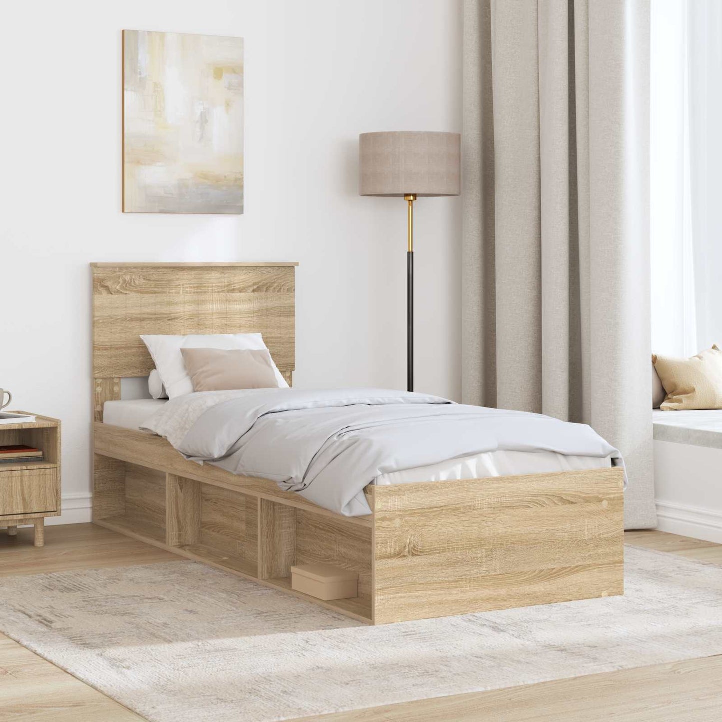 Bettrahmen Sonoma-Eiche 75 x 190 cm Massives Kiefernholz