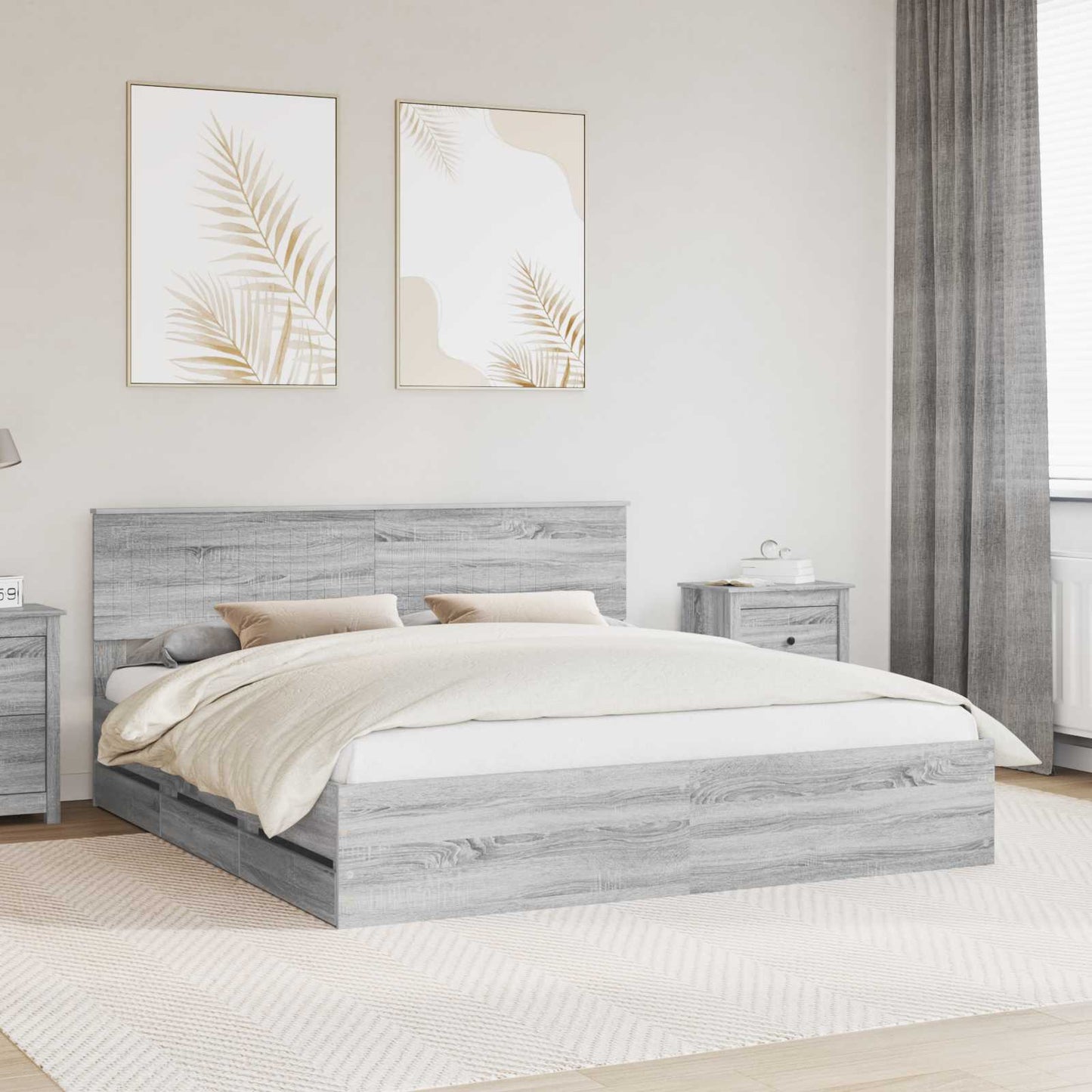 Bettrahmen Graues Sonoma 180 x 200 cm Ingenieurs Holz