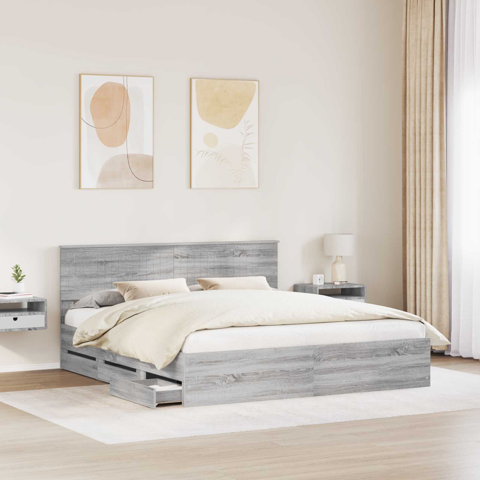 Bettrahmen Graues Sonoma 180 x 200 cm Ingenieurs Holz