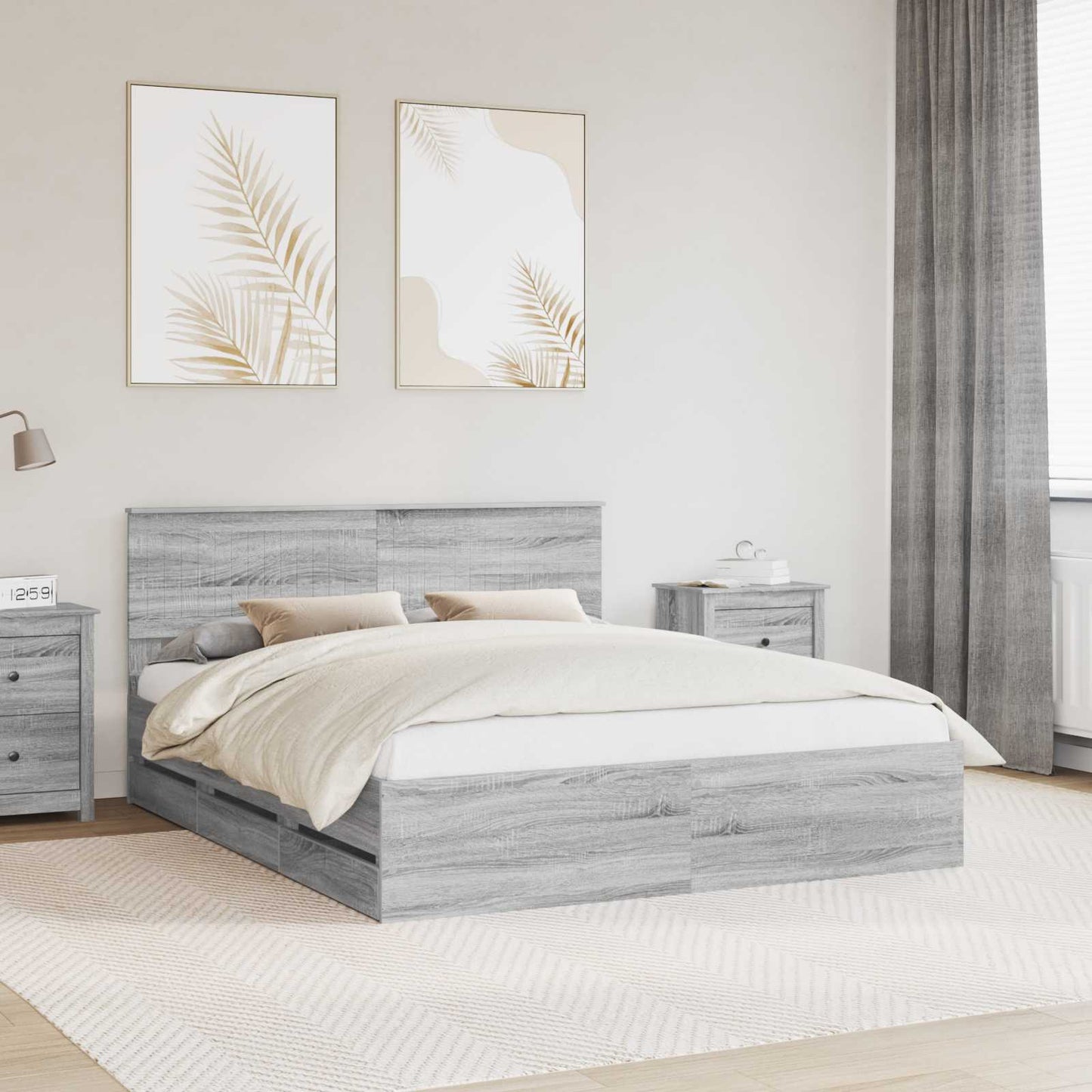 Bettrahmen Graues Sonoma 160 x 200 cm Ingenieurs Holz