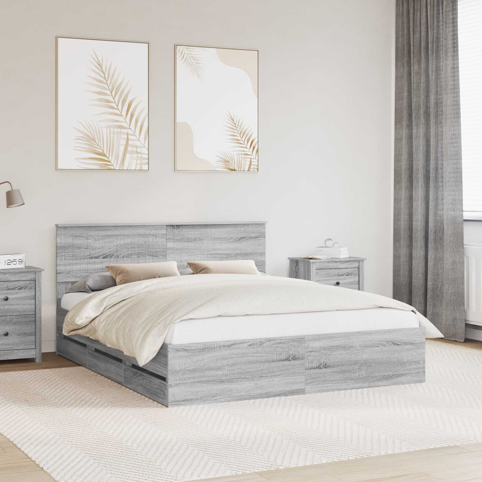 Bettrahmen Graues Sonoma 160 x 200 cm Ingenieurs Holz