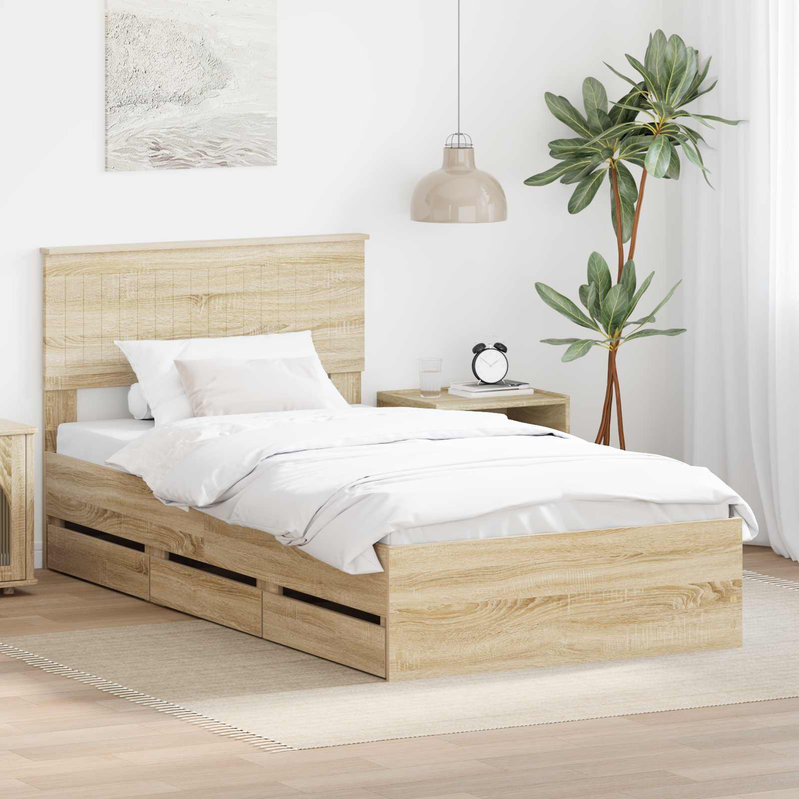 Bettrahmen Sonoma-Eiche 100 x 200 cm Ingenieurs Holz