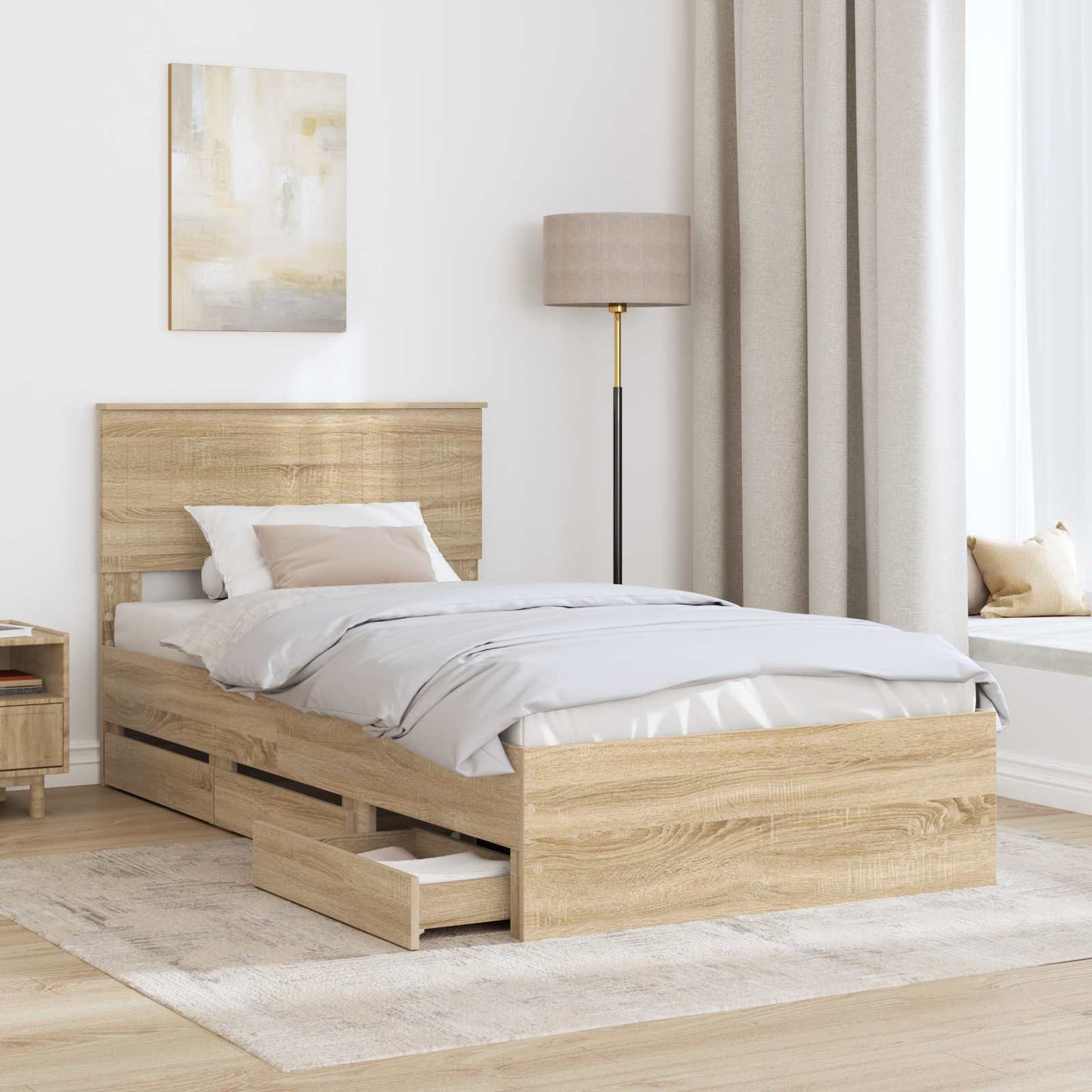 Bettrahmen Sonoma-Eiche 100 x 200 cm Ingenieurs Holz