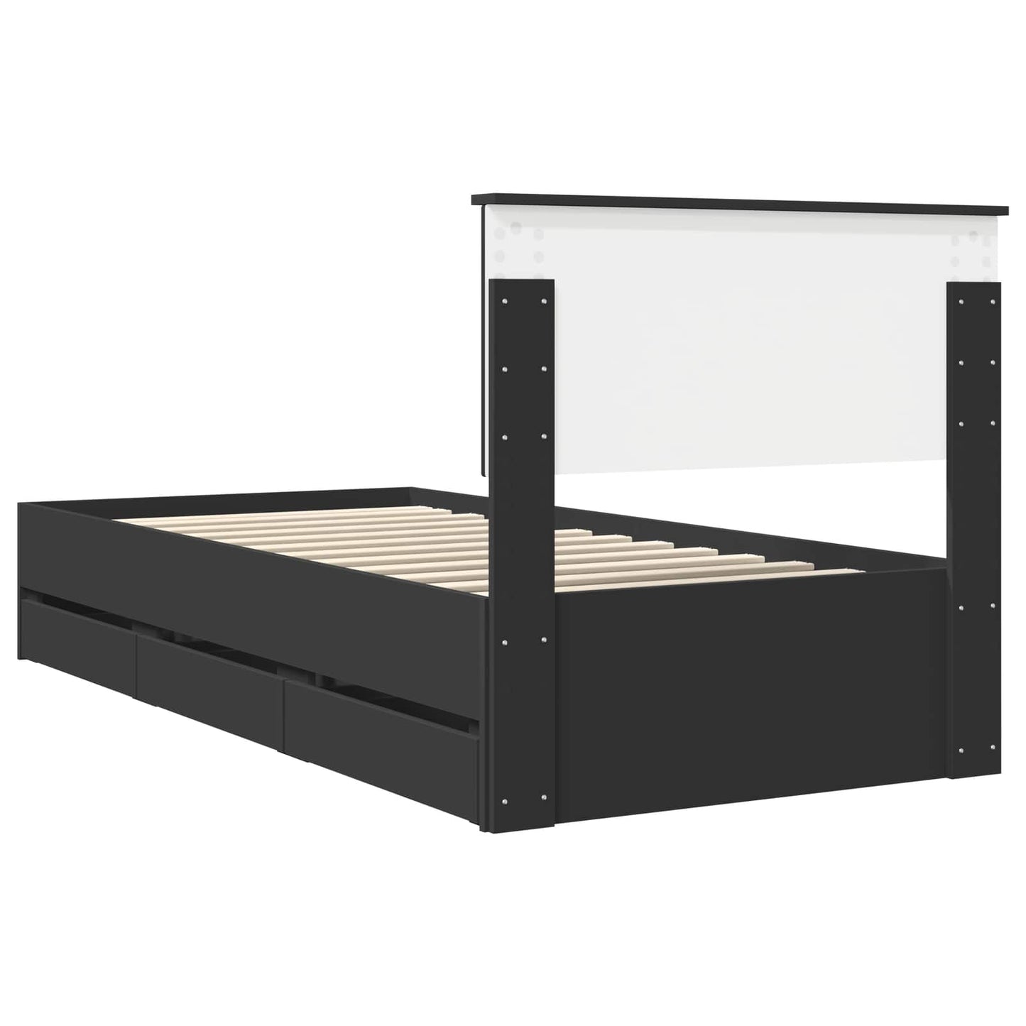 Bettrahmen mit Schubladen Schwarz 90 x 200 cm Ingenieurs Holz