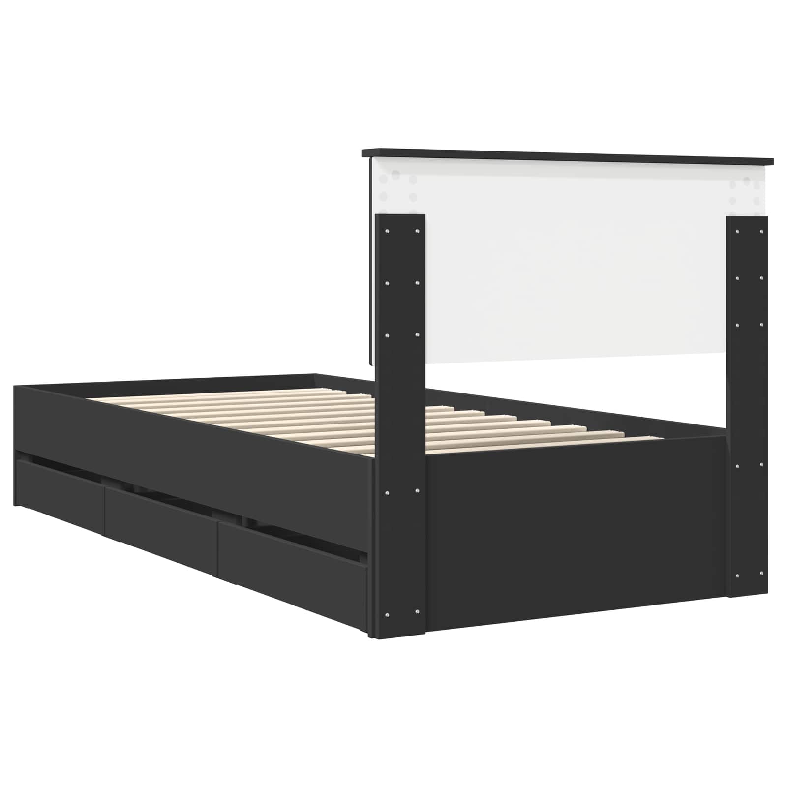 Bettrahmen mit Schubladen Schwarz 90 x 200 cm Ingenieurs Holz
