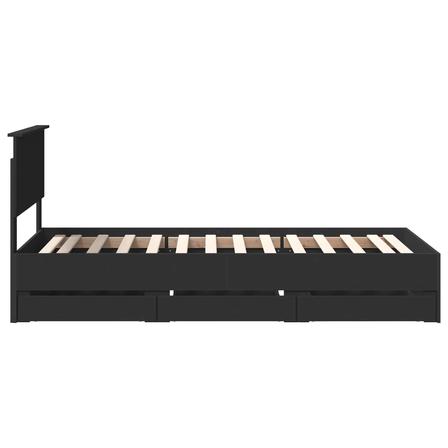 Bettrahmen mit Schubladen Schwarz 90 x 200 cm Ingenieurs Holz