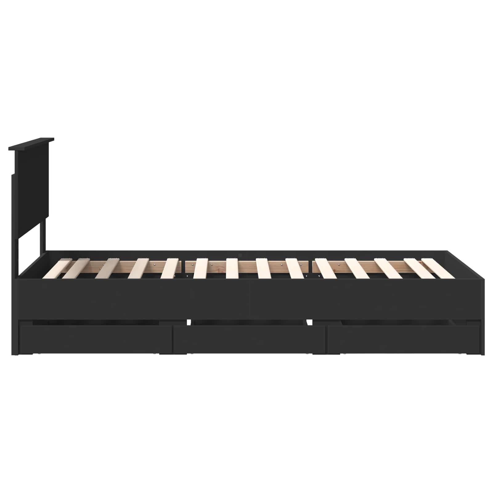 Bettrahmen mit Schubladen Schwarz 90 x 190 cm Ingenieurs Holz
