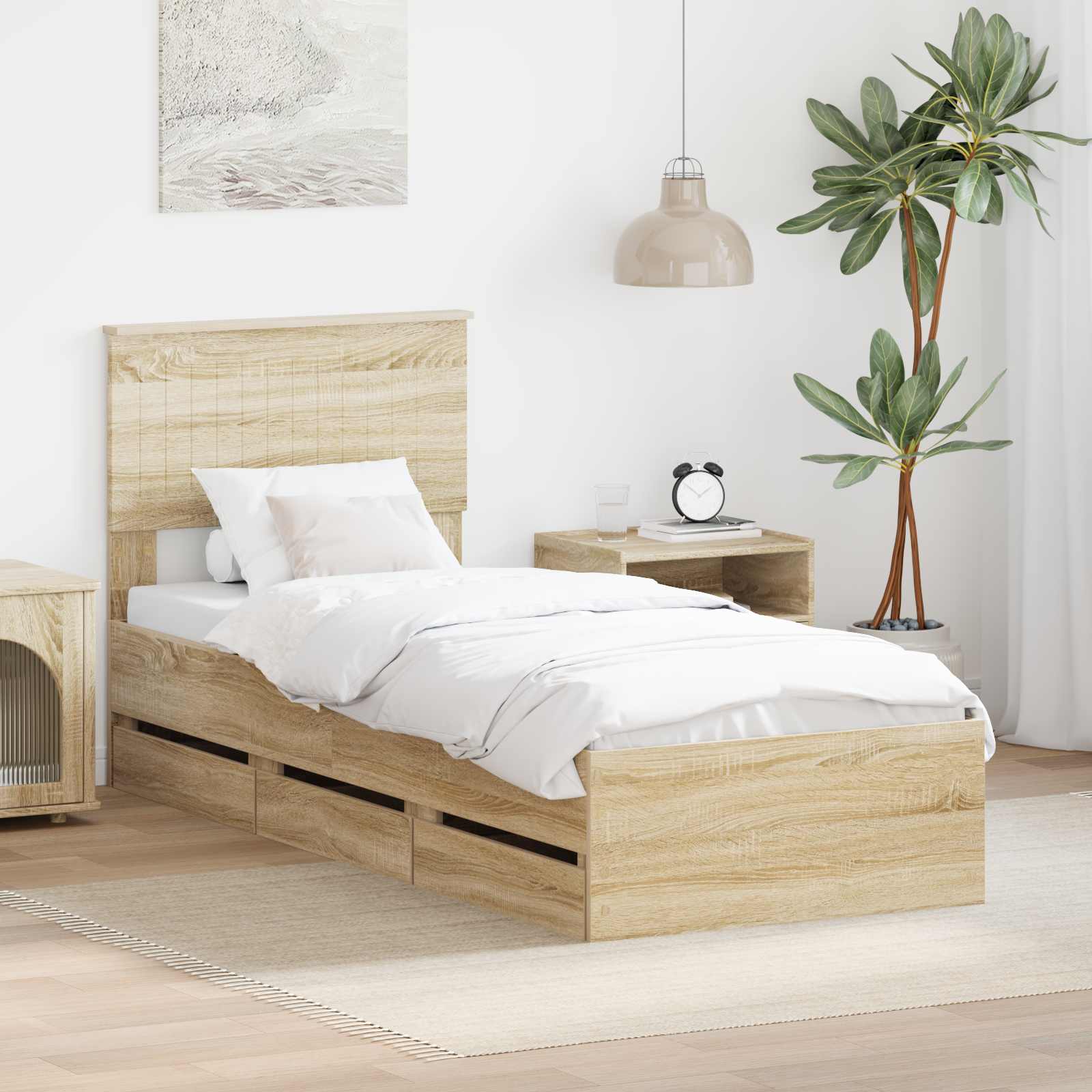 Bettrahmen Sonoma-Eiche 75 x 190 cm Ingenieurs Holz
