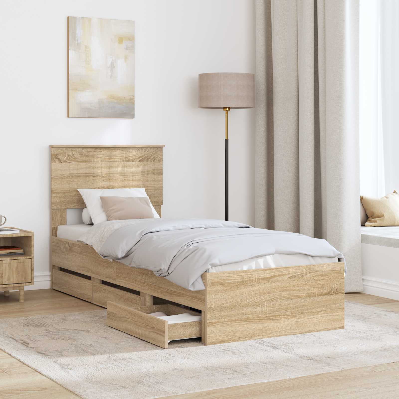 Bettrahmen Sonoma-Eiche 75 x 190 cm Ingenieurs Holz