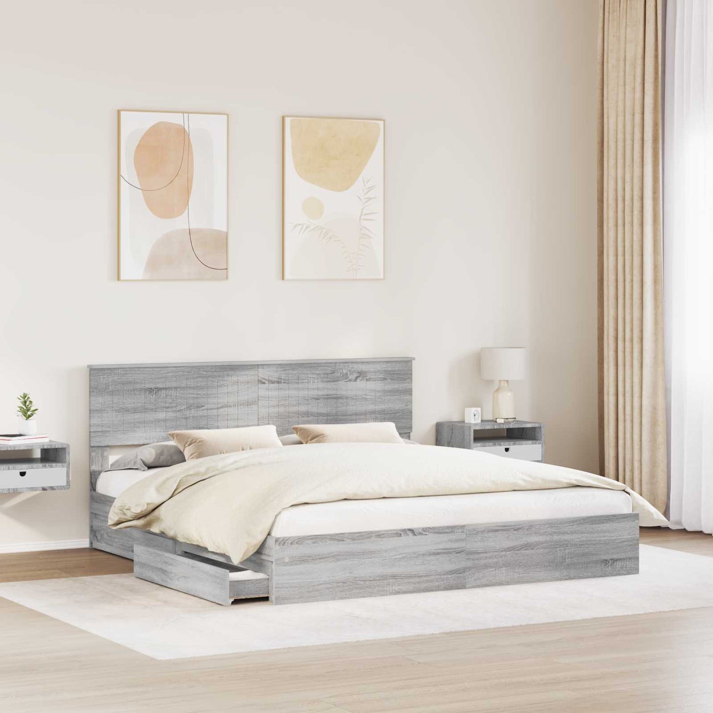Aufbewahrungsbett Graues Sonoma 180 x 200 cm Holzwerkstoff