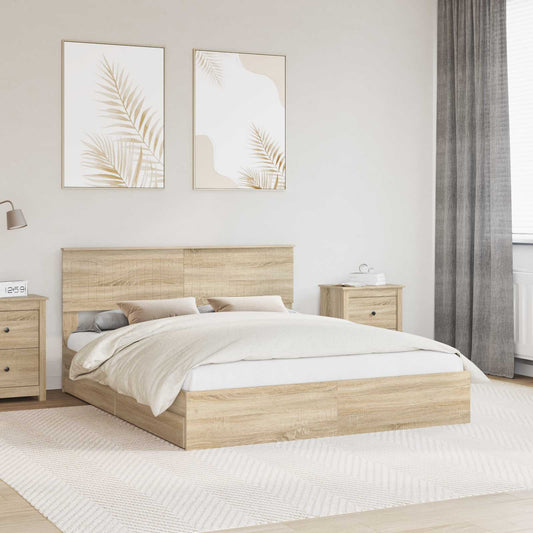 Aufbewahrungsbett Sonoma-Eiche 160 x 200 cm Holzwerkstoff