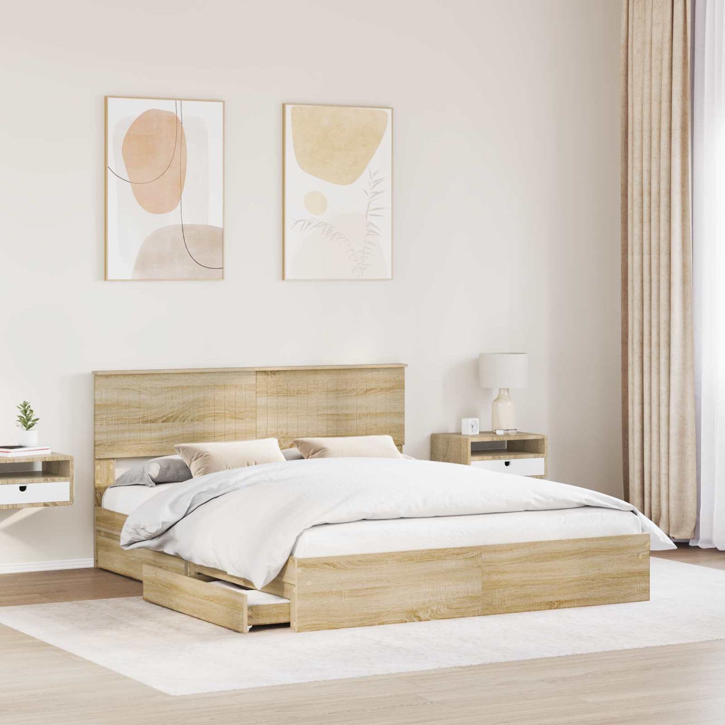 Aufbewahrungsbett Sonoma-Eiche 160 x 200 cm Holzwerkstoff