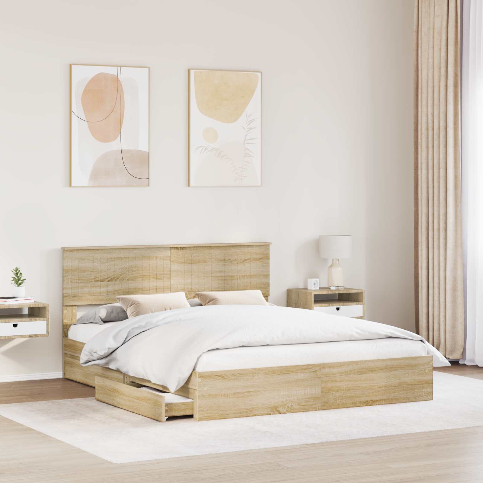 Aufbewahrungsbett Sonoma-Eiche 160 x 200 cm Holzwerkstoff
