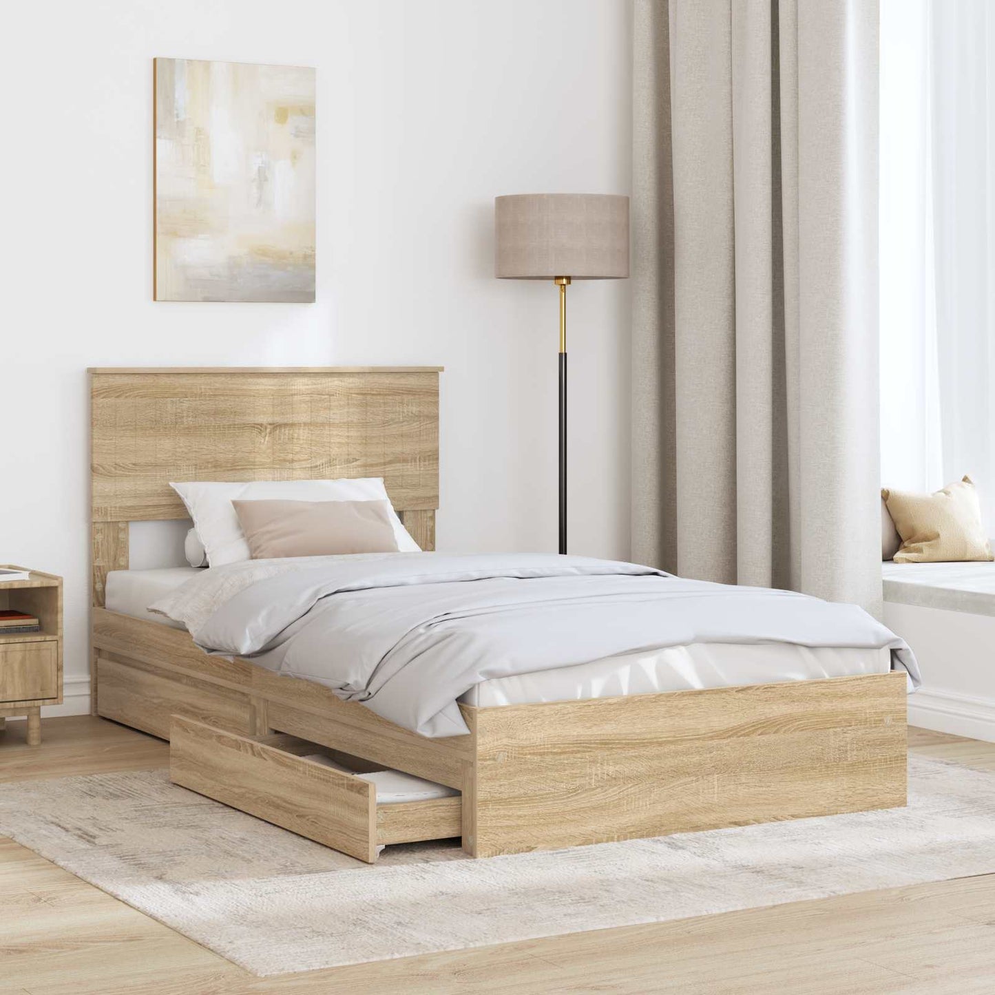 Aufbewahrungsbett Sonoma-Eiche 100 x 200 cm Holzwerkstoff