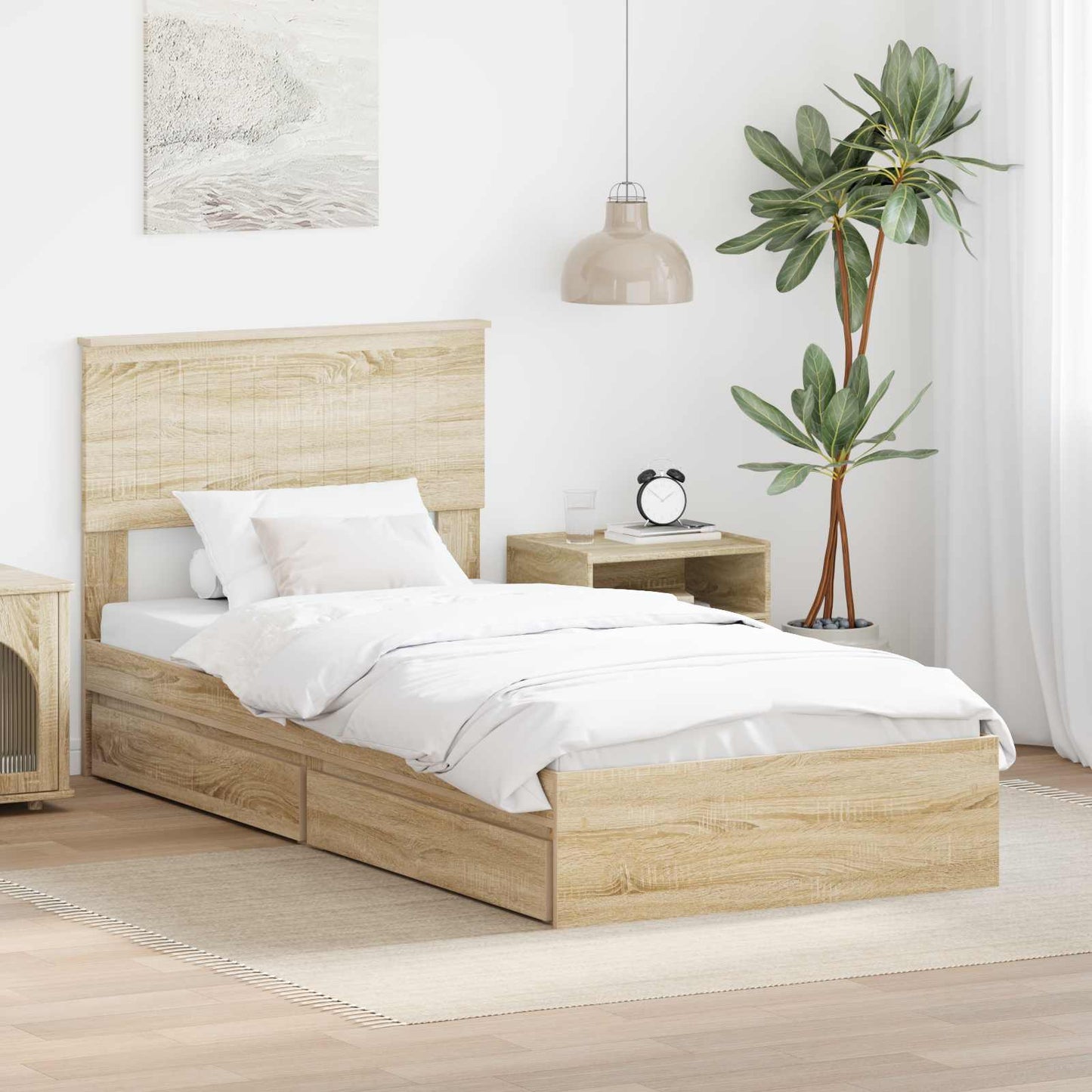 Aufbewahrungsbett Sonoma-Eiche 90 x 200 cm Holzwerkstoff