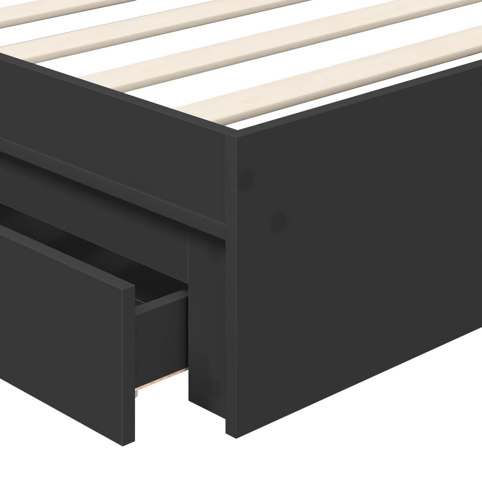 Aufbewahrungsbett Verstellbar Schwarz 90 x 190 cm Holzwerkstoff
