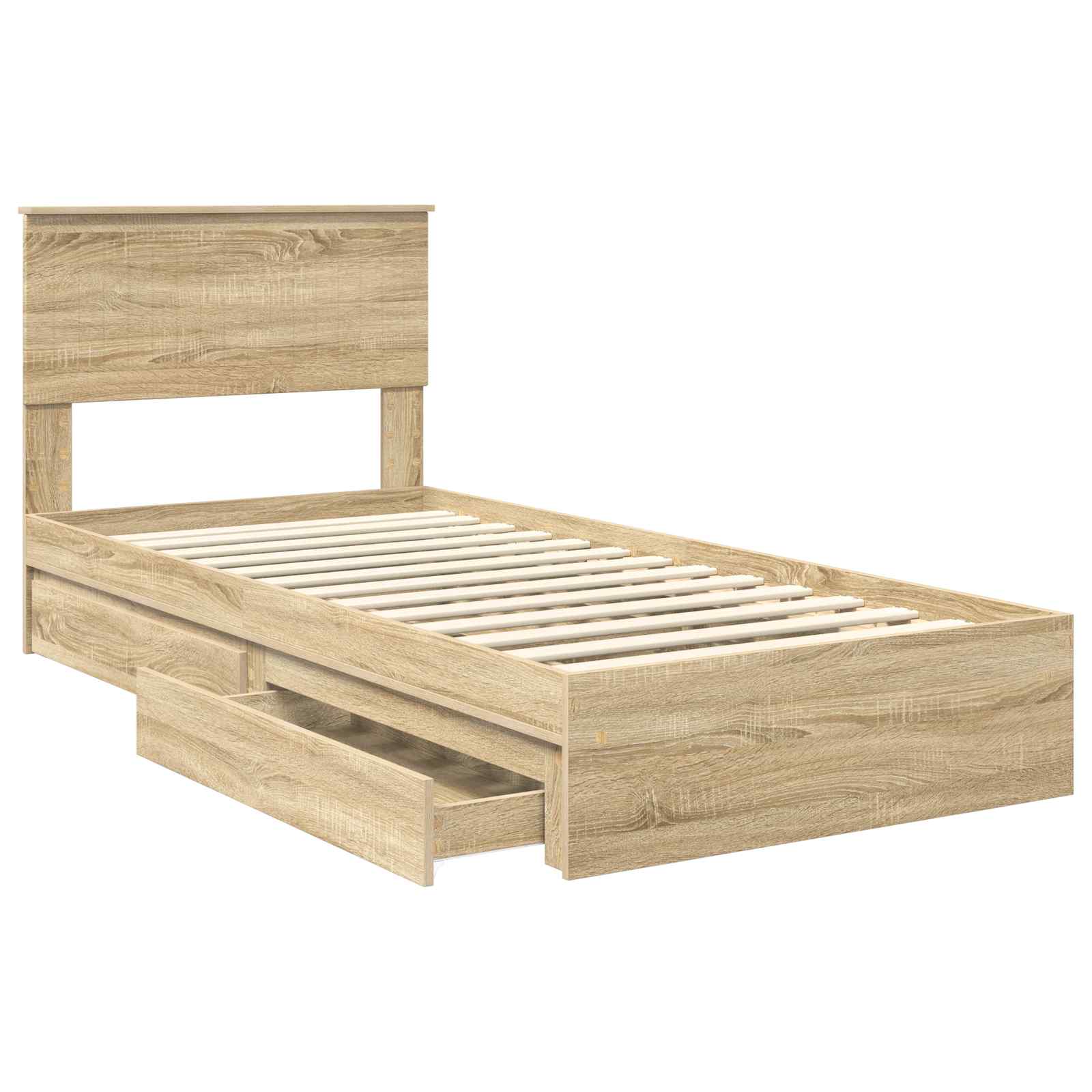 Aufbewahrungsbett Sonoma-Eiche 90 x 190 cm Holzwerkstoff