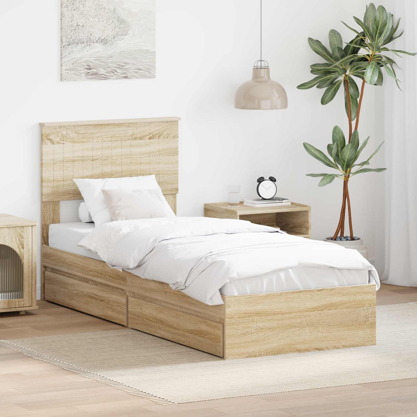 Aufbewahrungsbett Sonoma-Eiche 75 x 190 cm Holzwerkstoff