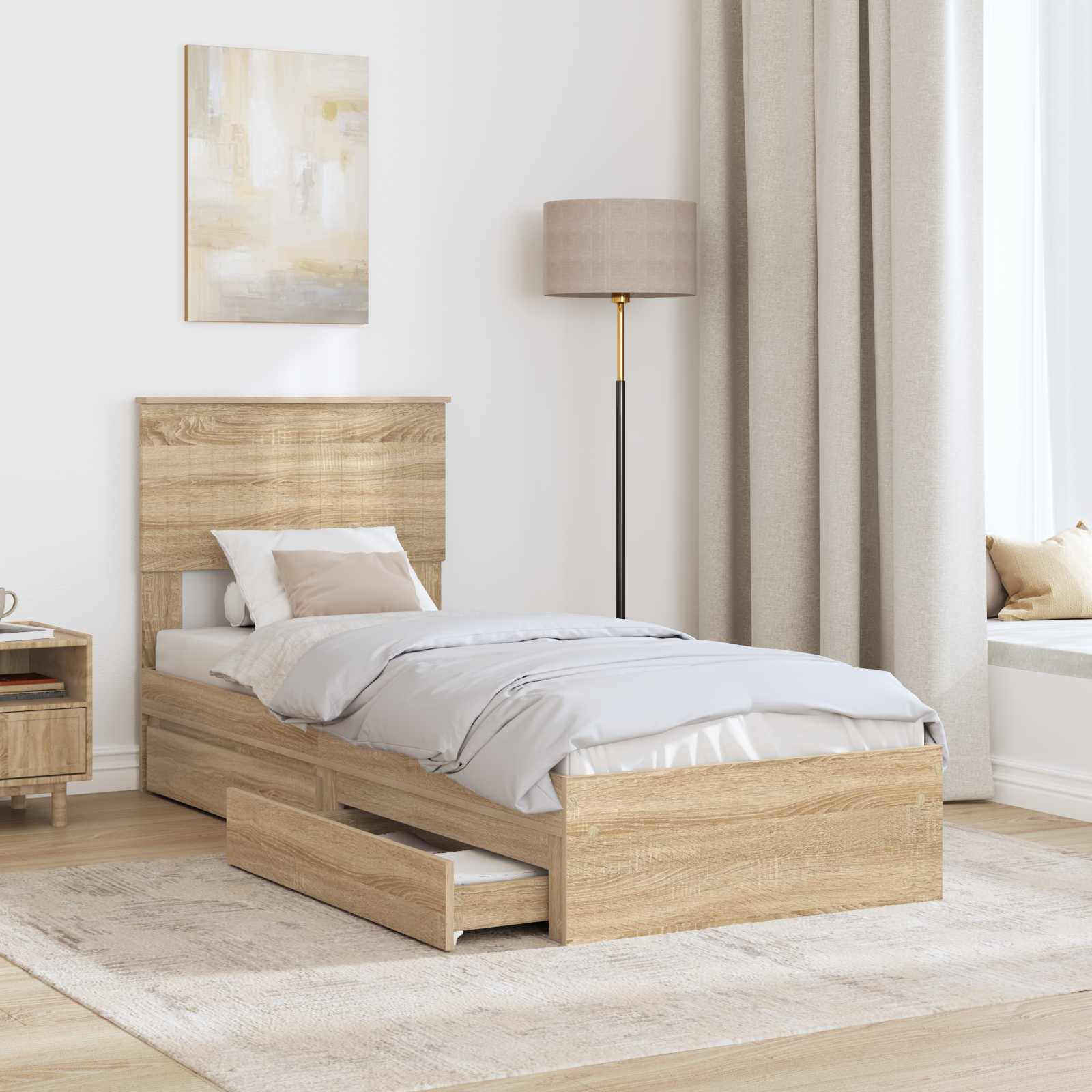 Aufbewahrungsbett Sonoma-Eiche 75 x 190 cm Holzwerkstoff