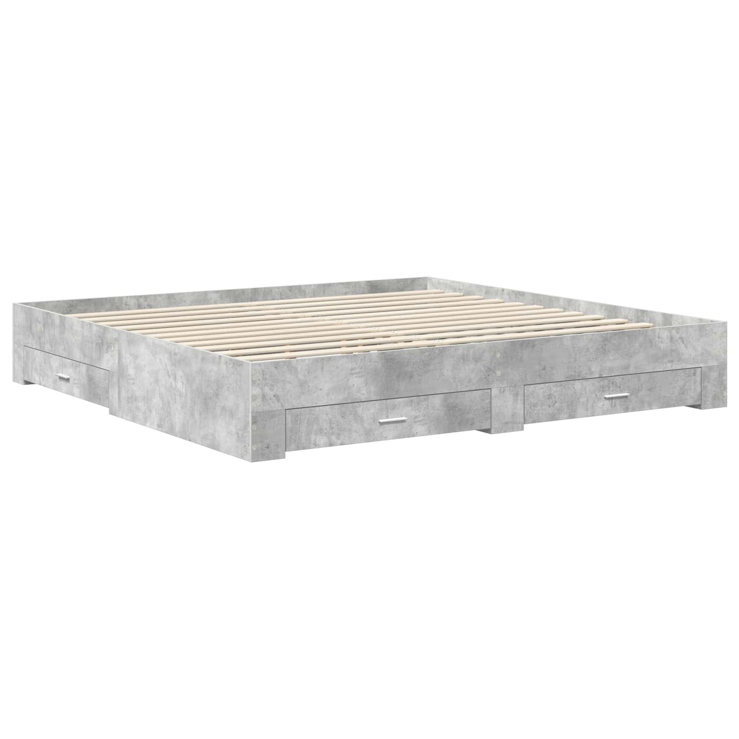 Bettrahmen mit Schubladen Betongrau 200 x 200 cm Holzwerkstoff