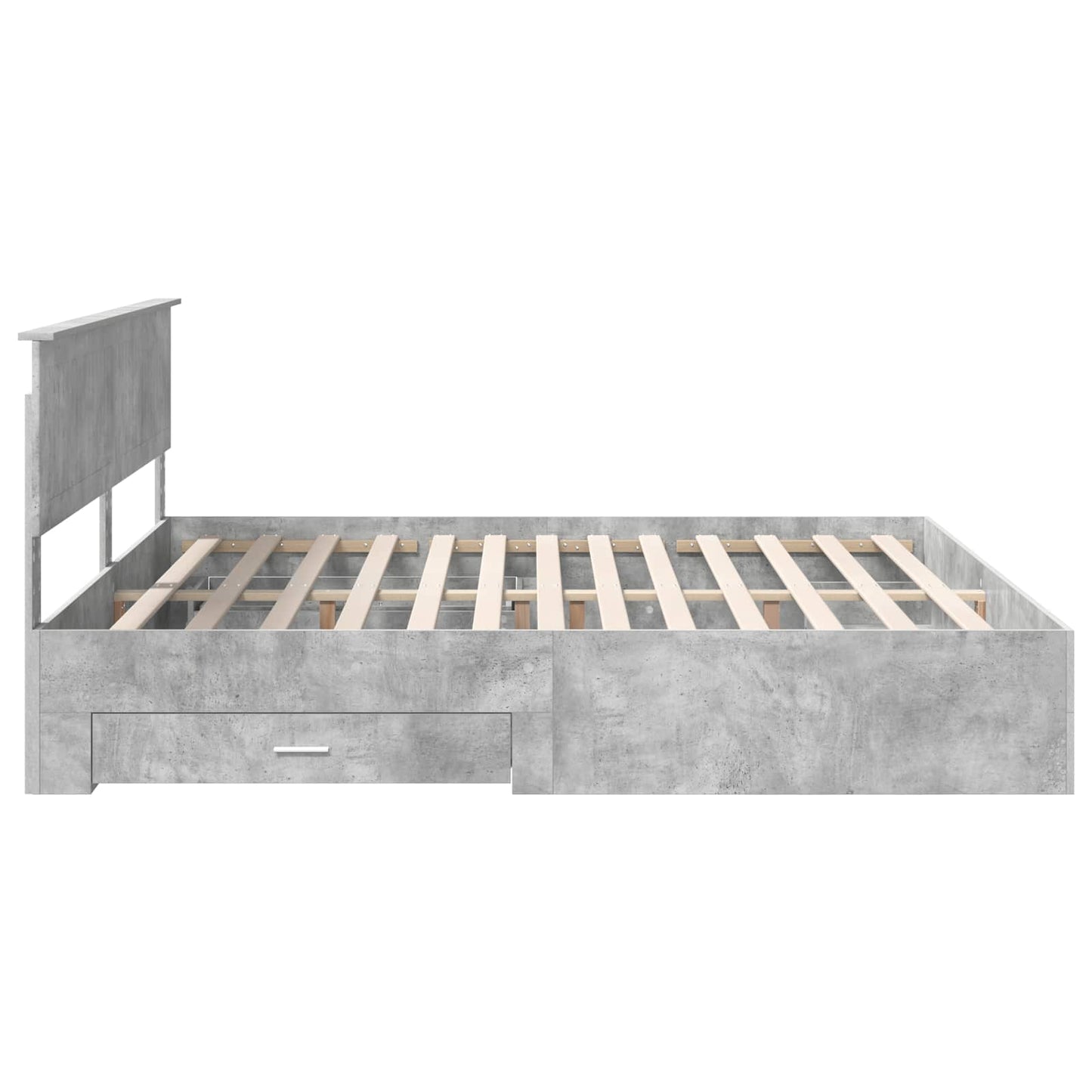 Bettrahmen mit Schubladen Betongrau 200 x 200 cm Holzwerkstoff