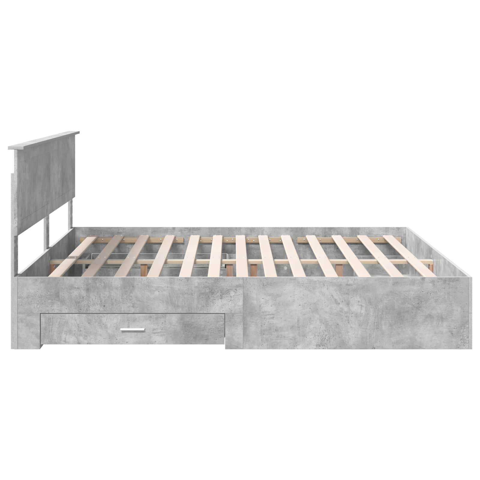 Bettrahmen mit Schubladen Betongrau 200 x 200 cm Holzwerkstoff