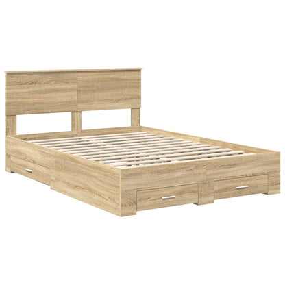 Bettrahmen mit Kopfteil Sonoma-Eiche 135 x 190 cm Holzwerkstoff