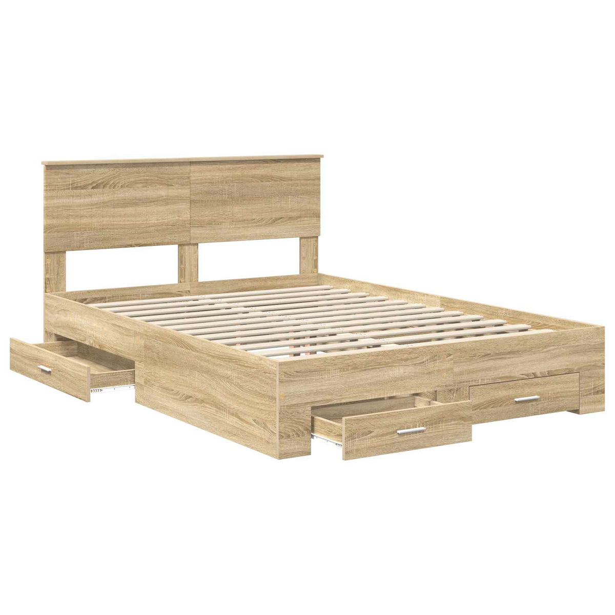Bettrahmen mit Kopfteil Sonoma-Eiche 135 x 190 cm Holzwerkstoff