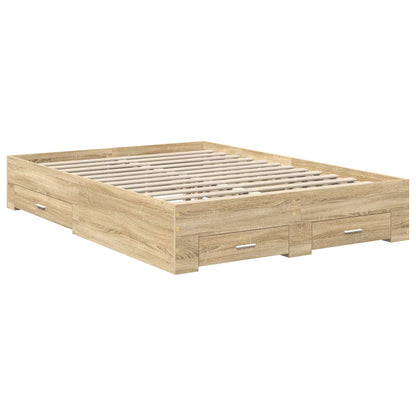 Bettrahmen mit Kopfteil Sonoma-Eiche 135 x 190 cm Holzwerkstoff